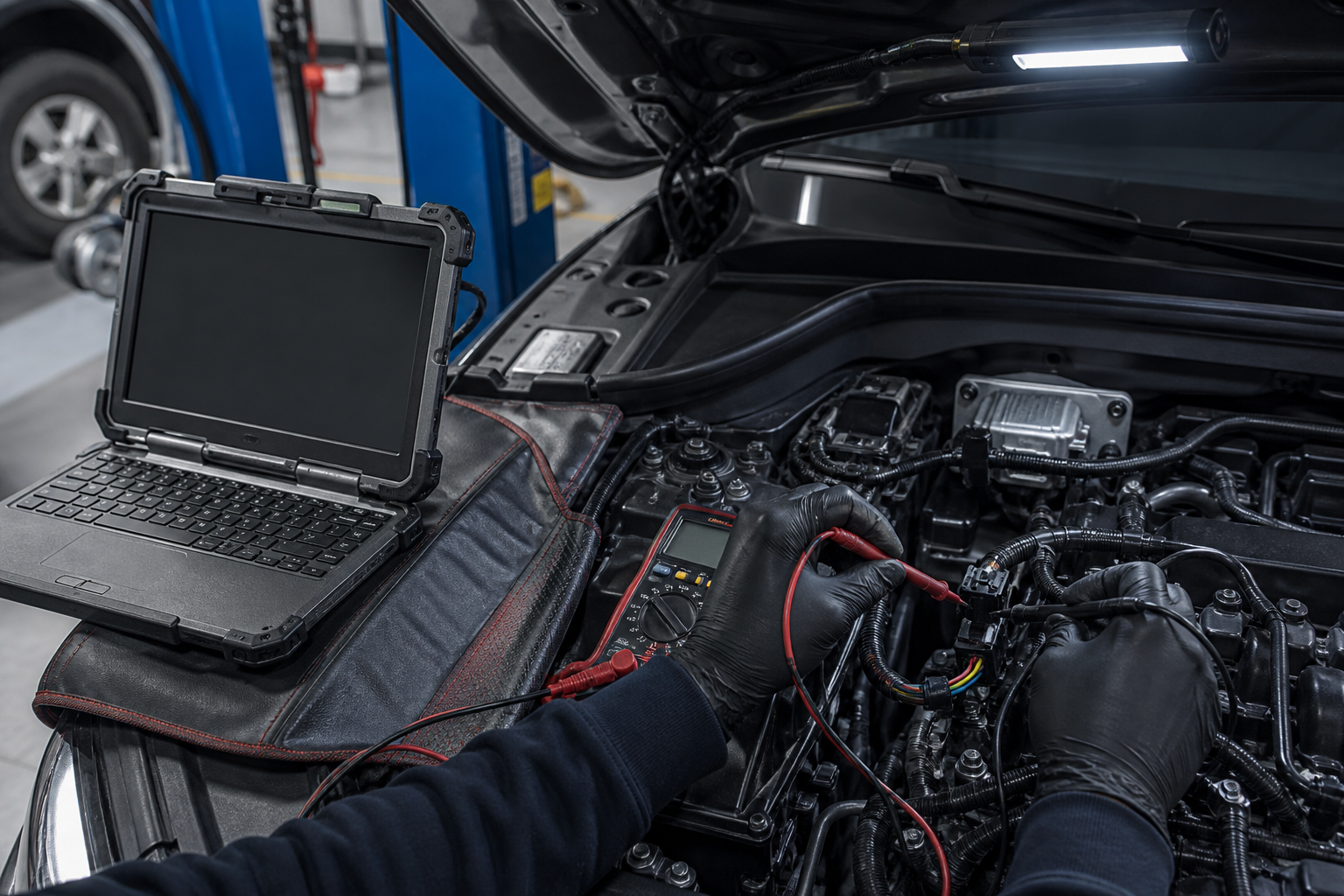 I-70 Auto Service technicians working in the shop bay